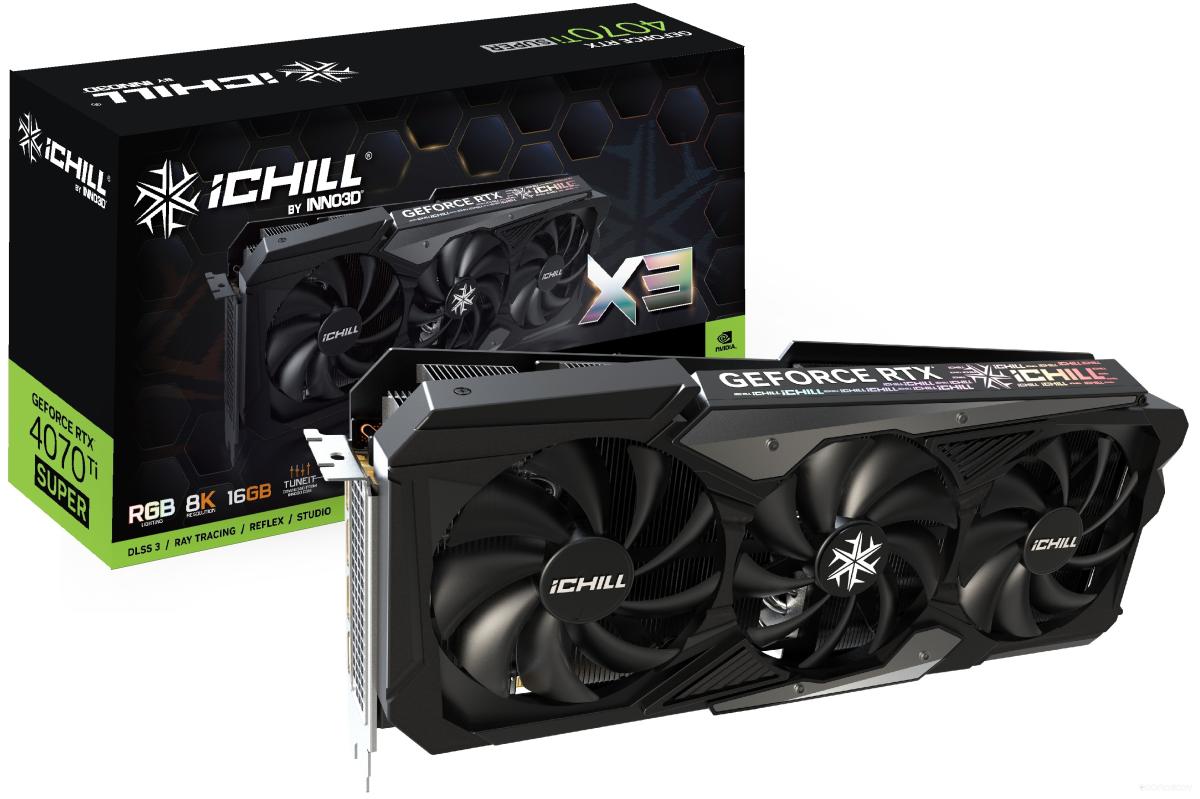 Видеокарта Inno3D GEFORCE RTX 4070 Ti SUPER ICHILL X3 C407TS3-166XX-186148H