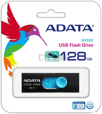 USB Flash A-Data UV320 128GB (черный/голубой)