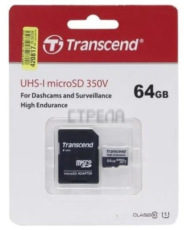 Карта памяти Transcend microSDXC TS64GUSD350V 64GB (с адаптером)