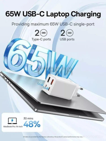 Сетевое зарядное Baseus GaN6 Pro Fast Charger 2C+2U 65W P10162701213-00 (белый)