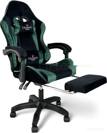 Игровое (геймерское) кресло Calviano 1583 (черно-зеленый велюр)