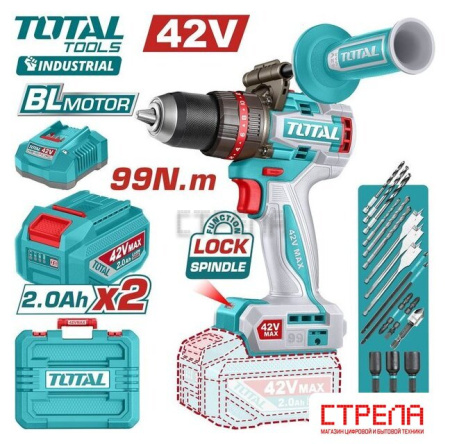 Ударная дрель-шуруповерт Total TIDLI429982 (с 2-мя АКБ, кейс)