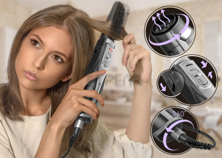 Фен-щетка Endever Aurora-502 (серебристый/черный)