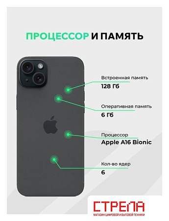 Телефон Apple iPhone 15 128GB воcстановленный by ELNU, грейд A (черный)