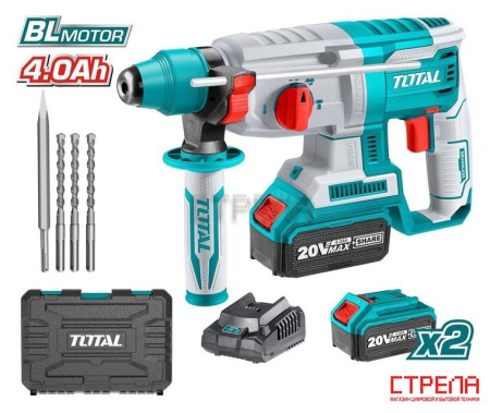 Перфоратор Total TRHLI202287 (с 2-мя АКБ, кейс)