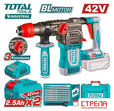Перфоратор Total TRHLI422882 (с 2-мя АКБ, кейс)