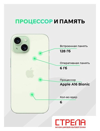 Телефон Apple iPhone 15 128GB воcстановленный by ELNU, грейд A (зеленый)