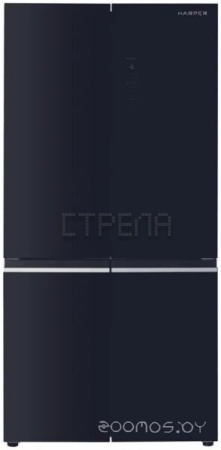 Холодильник с морозильником HARPER RH6966BW (black glass)