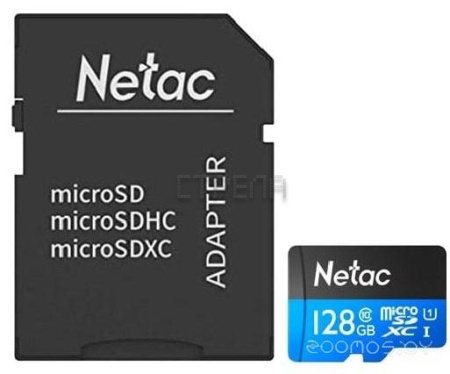 Карта памяти Netac P500 Standard 128GB NT02P500STN-128G-R + адаптер