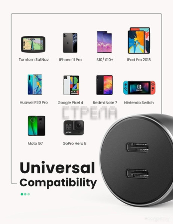 Автомобильное зарядное Ugreen CD213 70594