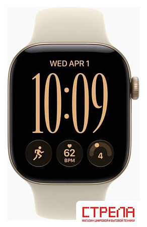 Умные часы Apple Watch Series 12 42 мм (алюминиевый корпус, светлое золото/песочный, спортивный силиконовый ремешок S/M)