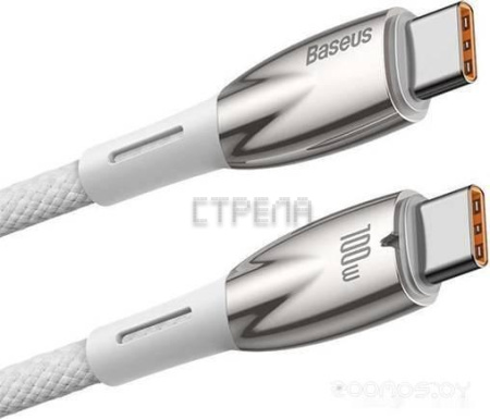 Кабель Baseus Glimmer Series Fast Charging Data Cable USB Type-C - Type-C 100W CADH000802 (2 м, белый)
