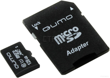 Карта памяти Qumo QM128GMICSDXC10U1 microSDXC 128GB + адаптер