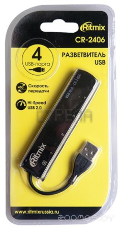 USB-хаб Ritmix CR-2406 (черный)