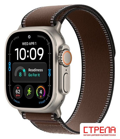 Умные часы Apple Watch Ultra 4 LTE 49 мм (титановый корпус, природный/темно-коричневый, нейлоновый ремешок размера M/L)