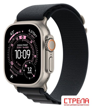 Умные часы Apple Watch Ultra 3 LTE 49 мм (титановый корпус, природный/черный, текстильный ремешок размера L)