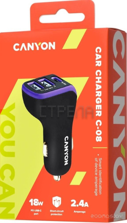 Автомобильное зарядное Canyon CNE-CCA08PU