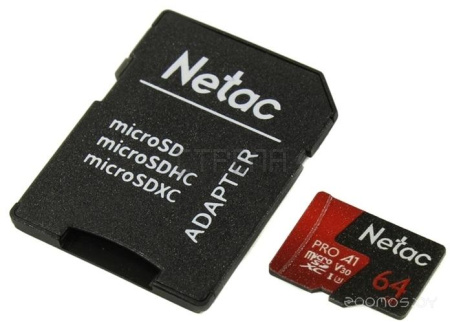 Карта памяти Netac P500 Extreme Pro 64GB NT02P500PRO-064G-R + адаптер