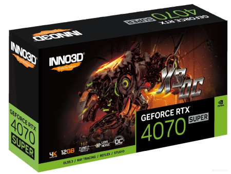 Видеокарта Inno3D GEFORCE RTX 4070 SUPER X3 OC N407S3-126XX-186162L