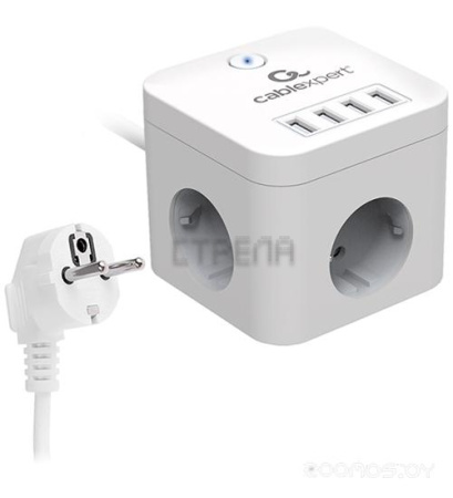 Сетевой фильтр Cablexpert CUBE-3-U4-W-1.5 Белый