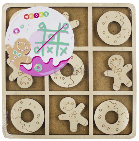 Развивающая игра Woody Крестики-нолики. Пончик и пряник / 02543