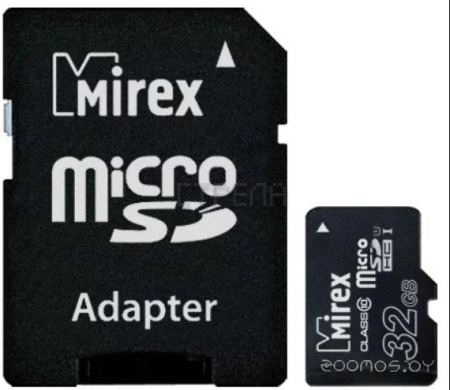 Карта памяти Mirex microSDHC 32GB Class 10 UHS-I U1 + SD adapter (13613-ADSUHS32)
