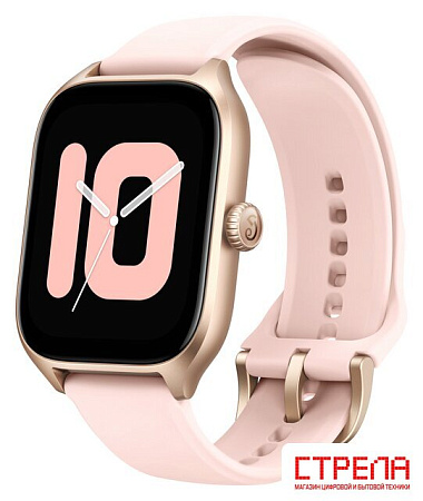 Умные часы Amazfit GTS 4 (золотистый, с розовым ремешком из фторэластомера)