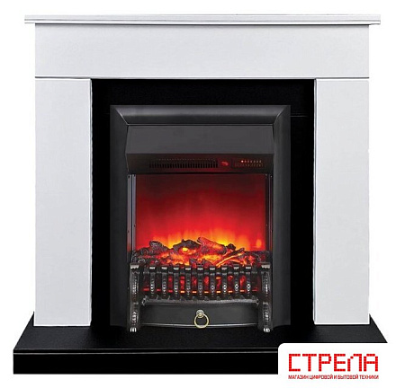 Каминокомплект Smolcom Detroit STD-ASP Fobos-S LUX BL LT (бьянко белый/черный)