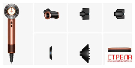 Фен Dyson HD16 Supersonic Nural Straight+Wavy (с переходником на евровилку, янтарный шелк)