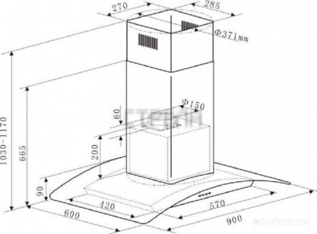 Вытяжка Maunfeld Ancona PlusA Isla 90 белый/прозрачное стекло