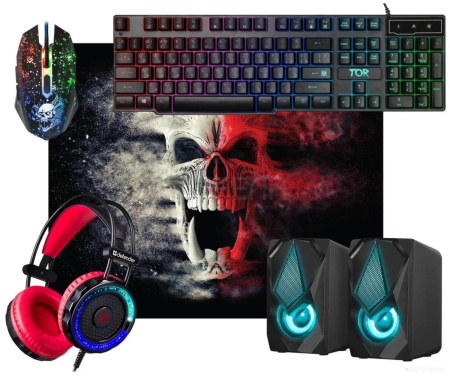 Клавиатура + мышь с ковриком + наушники + колонки Defender Tor MHP-127