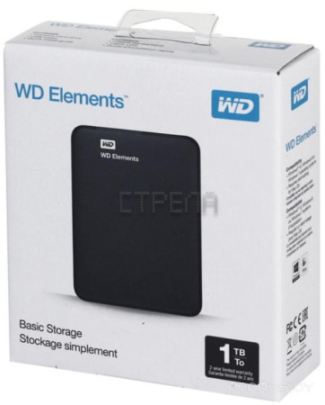 Внешний жёсткий диск Western Digital Elements Portable 1TB (WDBUZG0010BBK-WESN)