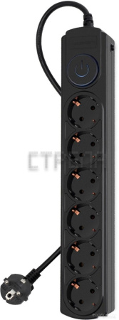 Сетевой фильтр IPPON BK-6-EU-3-10-B (3м, 6 розеток, черный)