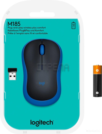 Мышь Logitech M185 (черный/синий)