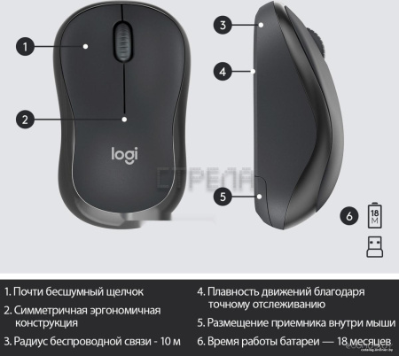 Клавиатура + мышь Logitech MK295 Silent (черный)