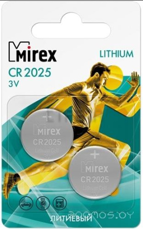 Батарейка Mirex CR2025 литиевая блистер 2 шт 23702-CR2025-E2