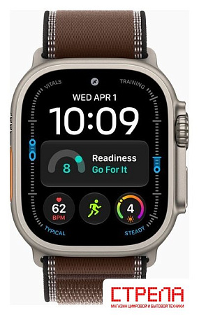 Умные часы Apple Watch Ultra 4 LTE 49 мм (титановый корпус, природный/темно-коричневый, нейлоновый ремешок размера M/L)