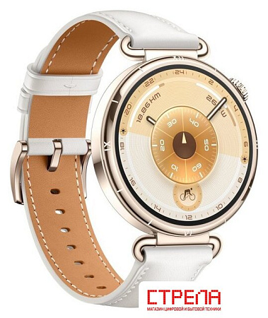 Умные часы Huawei Watch GT 6 41 мм (золотистый, с белым кожаным ремешком, международная версия)