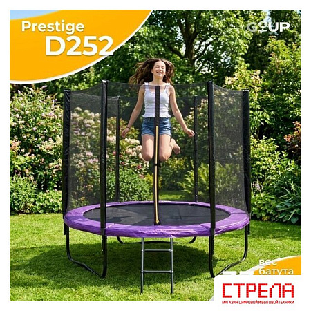Батут GoUP Prestige-D252/8FT (с сеткой и лестницей, фиолетовый)