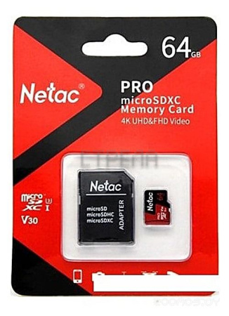 Карта памяти Netac P500 Extreme Pro 64GB NT02P500PRO-064G-R + адаптер