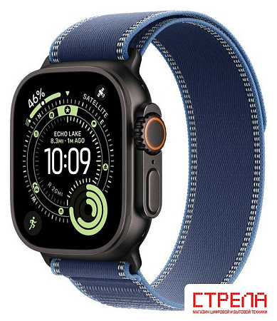 Умные часы Apple Watch Ultra 3 LTE 49 мм (титановый корпус, черный/синий, нейлоновый ремешок размера S/M)