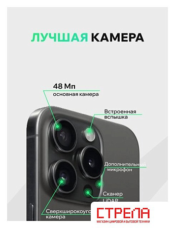 Телефон Apple iPhone 15 Pro Max 256GB воcстановленный by ELNU, грейд A (черный титан)