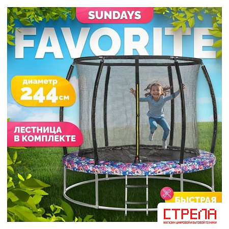 Батут Sundays Favorite Premium 8FT (смайл, с сеткой, с лестницей)