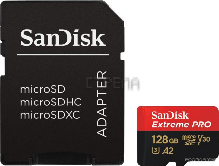 Карта памяти SanDisk Extreme PRO microSDXC SDSQXCD-128G-GN6MA 128GB (с адаптером)