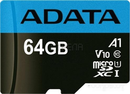 Карта памяти A-Data Premier AUSDX64GUICL10A1-RA1 microSDXC 64GB (с адаптером)
