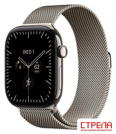Умные часы Apple Watch Series 12 LTE 46 мм (титановый корпус, природный/природный, миланский браслет S/M)