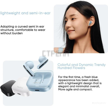 Наушники Xiaomi Redmi Buds 6 Active M2344E1 (черный, международная версия)