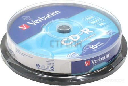 CD-R Verbatim 700Mb 52x speed на шпинделе (43437) (10 шт)