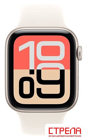 Умные часы Apple Watch SE 3 44 мм (алюминиевый корпус, звездный свет/звездный свет, спортивный силиконовый ремешок S/M)