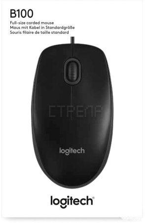 Мышь Logitech B100 Optical USB Mouse (910-003357)